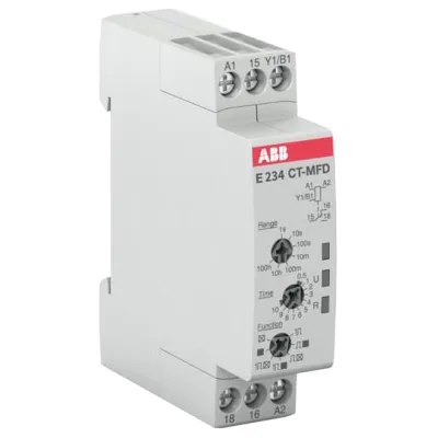 ABB Multifunktions-Zeitrelais CT-MFD.12 | 1 Wechsler Ausgang | 24-240V AC / 24-48V DC | 0,05s-100h | 17,5mm DIN-Schiene
