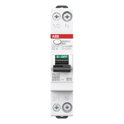 ABB FI/LS-Schalter DS301C B10 A30 2CSR255163R1105 | 1P+N | Typ A | 10A | 30mA | B-Charakteristik | 6kA | 1TE | IP20