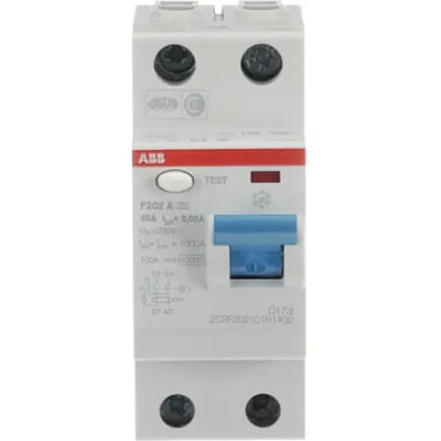 ABB FI-Schutzschalter F202A-40/0,03 | 2-polig | Typ A | 40A | 30mA | DIN-Schiene | Fehlerstromschutz | kompakt | weiß
