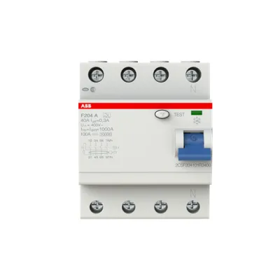 ABB FI-Schutzschalter F204A-40/0,3 Typ A | 4-polig | 40A | 300mA | 400V | DIN-Schiene | 4TE | 10kA | IP20