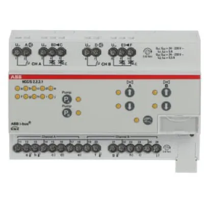 ABB Heiz-/Kühlkreis Controller HCC/S2.2.2.1 2-fach KNX REG | 3-Punkt | 4 Ausgänge 5A | 230V | Vorortbedienung