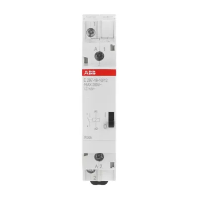 ABB Installationsrelais E297-16-10/12 | 1 Modul 18mm | 12V AC Spule | 16A | 1 Schließer | DIN-Schiene | leise
