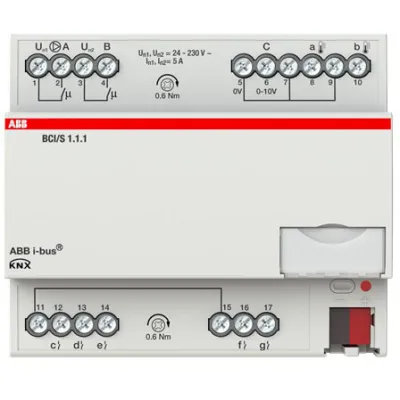 ABB KNX Wärme-/Kälteerzeuger Interface BCI/S1.1.1 | 1-fach REG | 5 Eingänge | 2 Relais | 0-10V | IP20