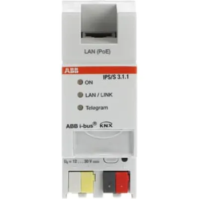 ABB IP-Schnittstelle IPS/S3.1.1 REG 2TE | KNX Ethernet LAN | LED-Anzeige | PoE | 12-30V DC | grau