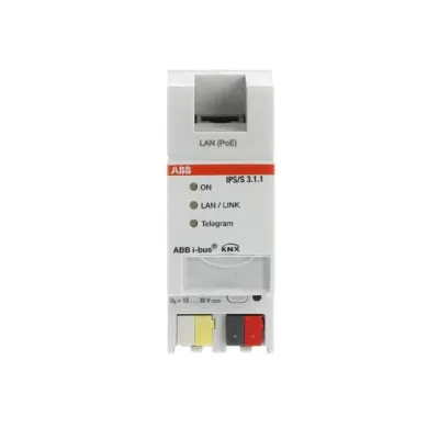 ABB IP-Schnittstelle IPS/S3.1.1 REG 2TE | KNX Ethernet LAN | LED-Anzeige | PoE | 12-30V DC | grau
