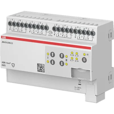 ABB Jalousieaktor JRA/S8.230.2.2 | KNX | 8-fach | REG-Montage | 230V AC | LED-Anzeige | 2400W | IP20 | Handbedienung