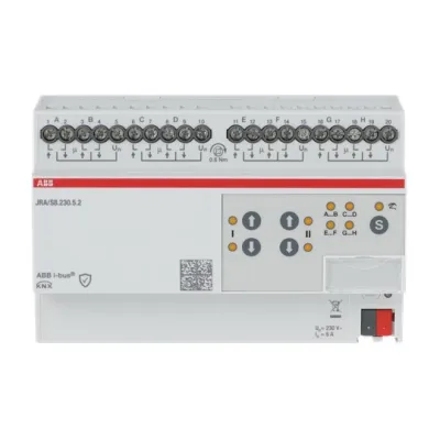 ABB Jalousieaktor JRA/S8.230.5.2 | KNX REG | 8-fach | 230V AC | 2400W | LED-Anzeige | IP20 | automatische Fahrzeit