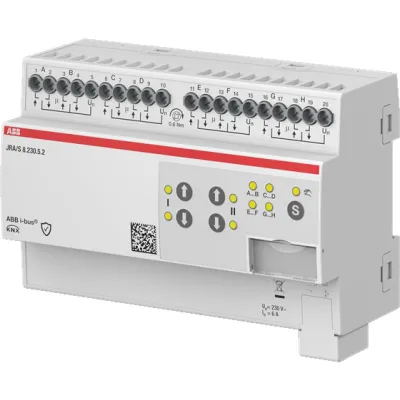 ABB Jalousieaktor JRA/S8.230.5.2 | KNX REG | 8-fach | 230V AC | 2400W | LED-Anzeige | IP20 | automatische Fahrzeit