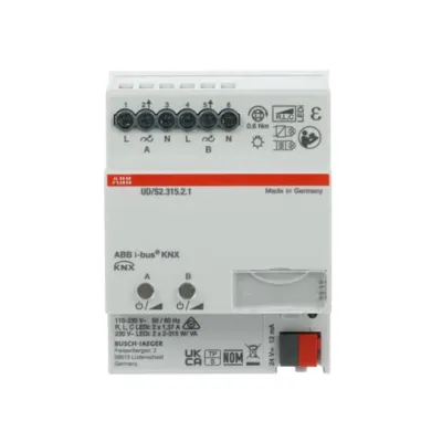 ABB Dimmaktor KNX UD/S2.315.2.1 | LED-Universaldimmer 2x315W | 2 Ausgänge | REG 4TE | LED Retrofit | IP20