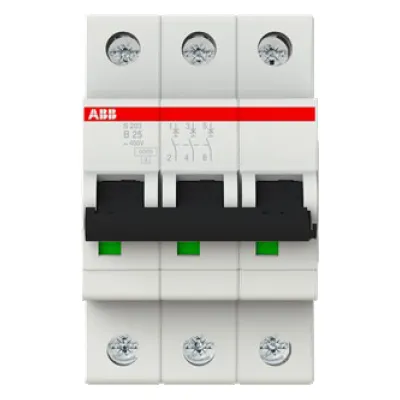 ABB Leitungsschutzschalter S203-B25 | 3-polig | B-Charakteristik | 25A | 400V AC | 6kA | System Pro M Compact | IP20