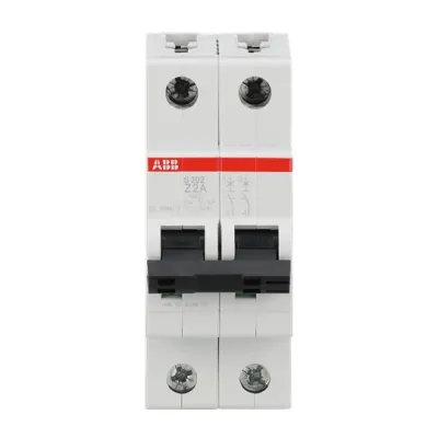 ABB Leitungsschutzschalter S202-Z2 | 2-polig | 2A | 400V AC | Z-Charakteristik | 6kA | 2TE | IP20 | System pro M compact