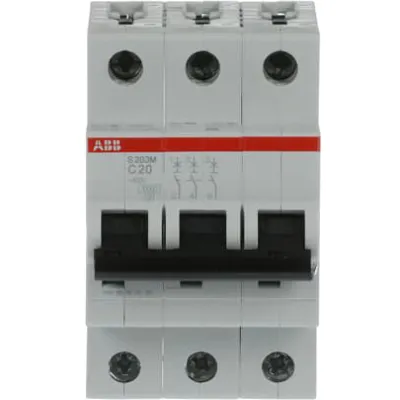 ABB Leitungsschutzschalter S203M-C20 | 3-polig | C-Charakteristik | 20A | 400V | 10kA | System pro M compact | IP20
