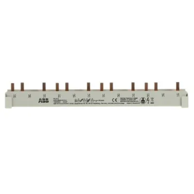 ABB Phasenschiene PS3/12 | 3-phasig | 12 Module | 10mm² | 214mm | 63A | Stift | isoliert | ablängbar | grau