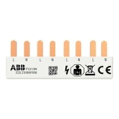 ABB Phasenschiene FlexLine PSX1/8N 2-polig 1-phasig+N 4 TE 8Pins 63A 10mm² | Teilungsmaß 17,6mm | Länge 23mm | grau