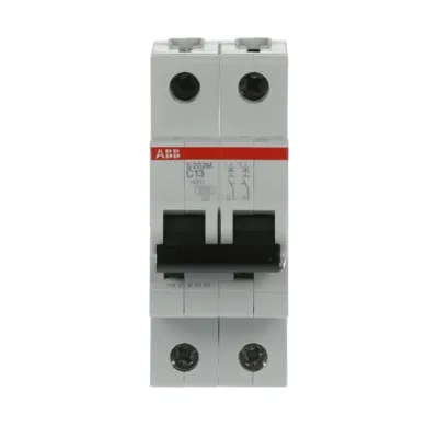 ABB Leitungsschutzschalter S202M-C13 | Sicherungsautomat 2-polig | 13A C-Charakteristik | 400V | 10kA | IP20 | AC/DC