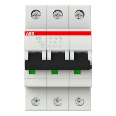 ABB Leitungsschutzschalter S203-C25 | 3-polig | 25A | 400V | C-Charakteristik | 6kA | Kompakt | IP20 | System pro M