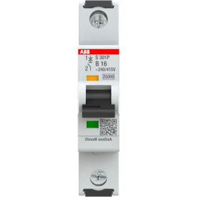 ABB Sicherungsautomat S301P-B6 | Leitungsschutzschalter 1-polig B 6A 240V | 25kA | Hutschiene | IP20 | AC/DC