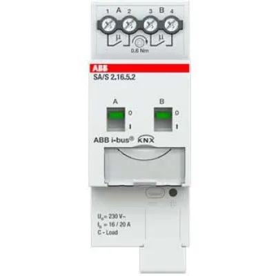 ABB Schaltaktor SA/S2.16.5.2 KNX REG | 2-fach 16A C-Last | 2TE | 3680W | potenzialfrei | LED-Anzeige | Handbedienung