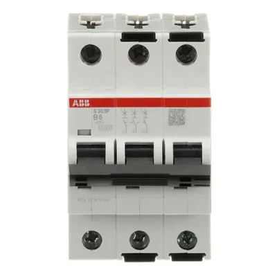 ABB Leitungsschutzschalter S303P-B6 3-polig | 6A B-Charakteristik | 415V AC/DC | 25kA | IP20