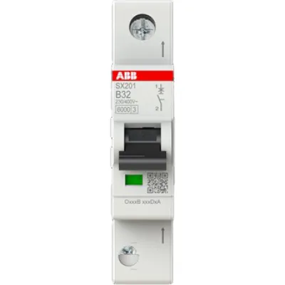 ABB Leitungsschutzschalter SX201-B32 | Sicherungsautomat 1-polig | B-Charakteristik | 32A | 230V AC | 6kA | IP20