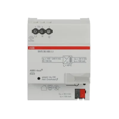 ABB Spannungsversorgung SV/S 30.160.1.1 KNX | REG 160mA | 4TE | LED-Anzeige | kurzschlussfest | überlastsicher | grau