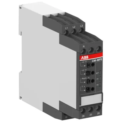 ABB Dreiphasenüberwachungsrelais CM-MPS.21S | Phasenwächter AC 180-280V | 2 Wechsler | Phasenfolge | Unter-/Überspannung