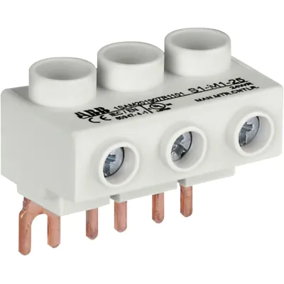 ABB 3-Phasen-Einspeiseblock S1-M1-25 | bis 25mm² | 65A | flach | für MS116/MS132 | schraubbar | berührungssicher | Weiß