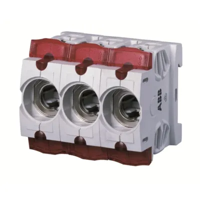 ABB Stotz Sicherungssockel ISS16/3 D0 3-polig D01/D02 | 16A | 400V | DIN-Schiene | Kunststoff | weiß