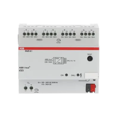 ABB DALI-Gateway DG/S8.1 | KNX Schnittstelle 8-fach | REG Hutschiene | Für 128 DALI Geräte | Integrierte Stromversorgung