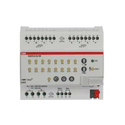 ABB DALI Lichtregler DLR/S8.16.1M | KNX 8-fach | bis 64 DALI-Teilnehmer | 16 Leuchtengruppen | REG 6TE | IP20 | grau