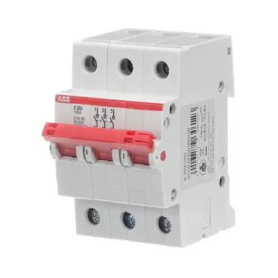 ABB Trennschalter E203/100R 2CDE283001R0100 | 3-polig | 100A | 400V | Ausschalter | DIN-Schiene | rot | Kunststoff