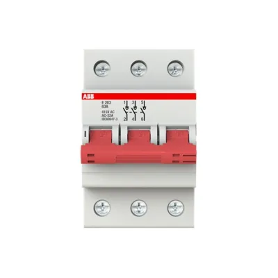 ABB Trennschalter E203/63G | 3-polig | 63A | 400V AC | Ausschalter | Reiheneinbau | IP10 | Schaltgriff grau