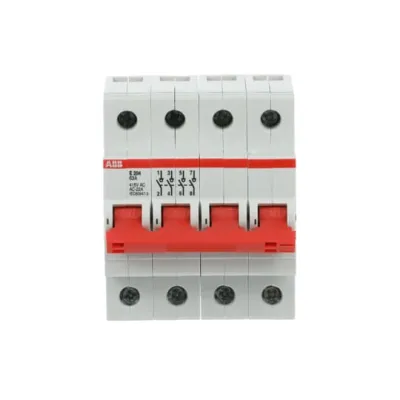 ABB Ausschalter E204/63R | 4-polig | 63A | 400V AC | DIN-Schiene | Lasttrennschalter | Schaltgriff rot | IP10