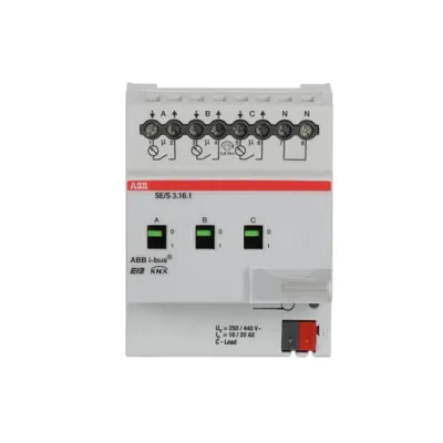 ABB Energieaktor SE/S3.16.1 | KNX Schaltaktor 3-fach | 16/20A | REG | Energieverbrauchsmessung | Lastmanagement | C-Last