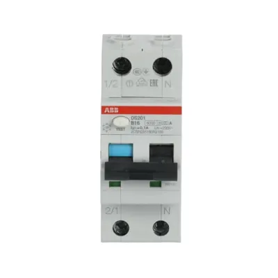 ABB FI/LS-Schalter DS201 B16 A100 | 1P+N | 16A | 100mA Typ A | B-Charakteristik | 6kA | 230V | IP20 | RCBO
