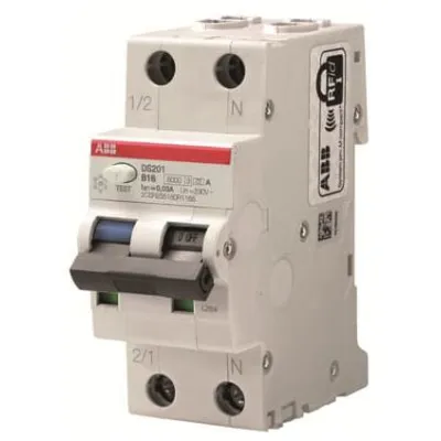 ABB FI/LS-Schalter DS201A-B16/0,01 | 1-polig+N | Typ A | B-Charakteristik | 16A | 10mA | 6kA | AC 230V | IP20