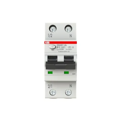 ABB FI/LS-Schutzschalter DS201 B13 A30 | RCBO 1P+N | 13A | Typ A | 6kA | UL/CSA | 240V | B-Charakteristik | 2TE