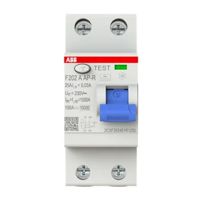 ABB FI-Schutzschalter F202A-25/0,03AP-R | Typ A | 2-polig | 25A 30mA | kurzzeitverzögert | 230V | DIN | IP20
