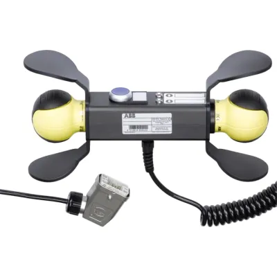 ABB Zweihand-Bediengerät JSD-TD25P-820F51 | 2x Safeball | mobiler Handtaster | NOT-AUS | Spiralkabel 0,5–2,5 m | LEDs