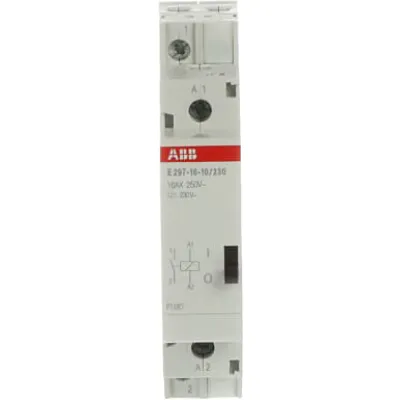 ABB Installationsrelais E297-16-10/230 | 1 Modul | 230V AC Spule | 16A | 1 Schließer | DIN-Schiene | leise | 18mm | weiß