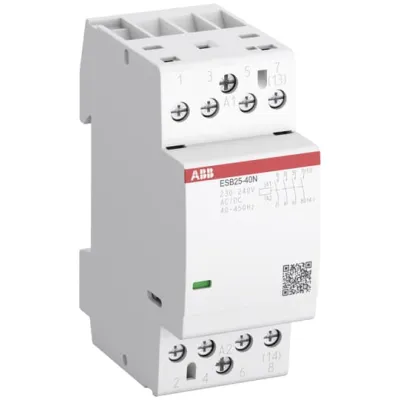 ABB Installationsschütz ESB25-04N-01 | 25A | 4-polig | 4 Öffner | 24V AC/DC | leise | für 3-phasige Lasten