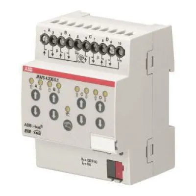 ABB Jalousieaktor | JRA/S 4.230.5.1 | KNX | REG | 4-fach | 230V AC | Fahrzeit | Handbedienung | IP20 | LED-Anzeige