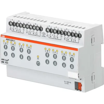 ABB Jalousieaktor JRA/S8.230.2.1 | KNX | 8-fach | 230V AC | REG | manuelle Bedienung | 8 Eingänge | LED-Anzeige | IP20