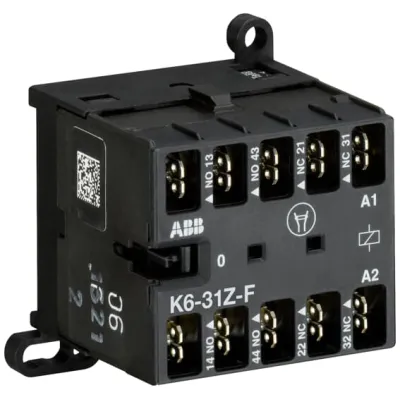 ABB Hilfsschütz K6-31Z-F-80 | 4-polig | AC 220-240V 50/60Hz | 3S 1Ö | 4A | DIN-Schiene | Flachsteckanschluss