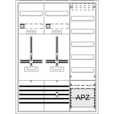 STRIEBEL & JOHN Zähler-Komplettschrank DA37TG | 2 Zählerplätze | 3 Felder | 7 Reihen | 63A | IP31 | 800x1100x215