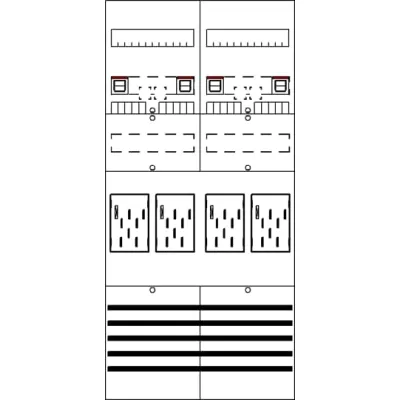 Striebel & John Zählerfeld BF27T4 2CPX054129R9999 | 4-fach eHZ | ComfortLine | vorverdrahtet | 63A | 1050x500mm | grau