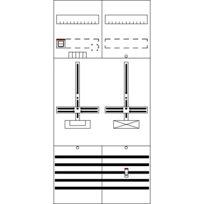 Striebel & John Zählerfeld DF27T1A | Komplettfeld 1-stöckig 1Z1S | 63A | 7RE | 1050x500mm | vorverdrahtet | grau RAL7035