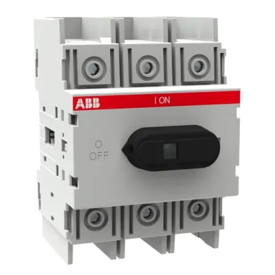 ABB Lasttrennschalter OT125M3 | 125A | 3-polig | Einbaugerät | Schraubanschluss | IP20 | Knebelgriff schwarz