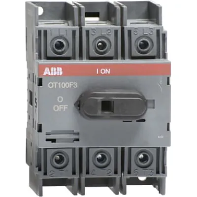 ABB Lasttrennschalter OT100F3 1SCA105004R1001 | 3-polig | 115A | 37kW/400V | IP20 | kurzer schwarzer Drehgriff