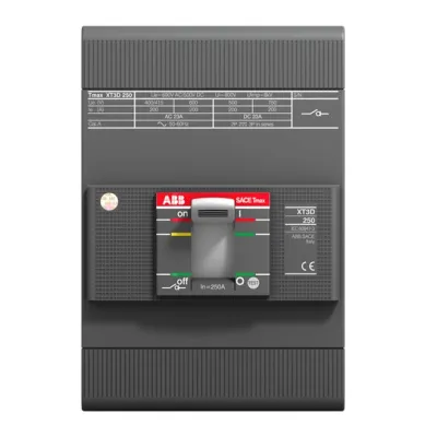 ABB Hauptschalter XT3D 250 3P F F | Leistungstrennschalter 250A | 3-polig | Einbau | IP20 | Bolzenanschluss | weiß